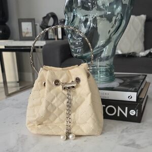 Elegant Cream Quilted Mini Women's Bag